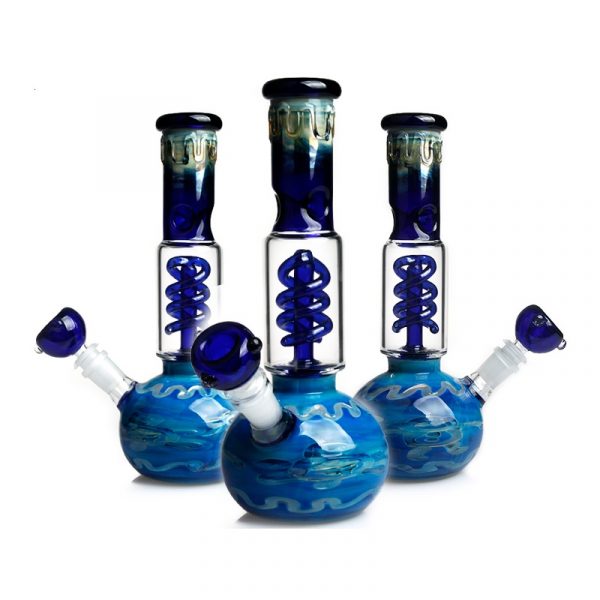silver fumed glass with ice catcher & helix perc